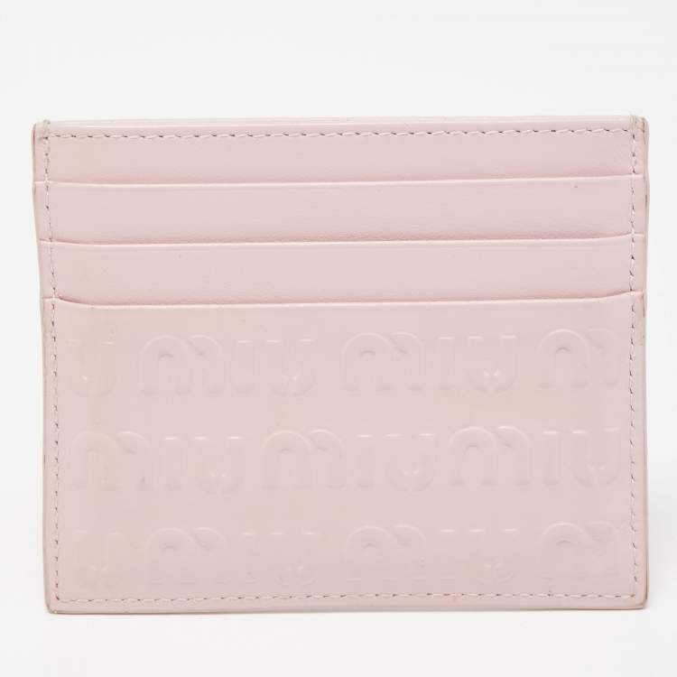 Pre Owned Miu Miu Pink Leather Card Holder