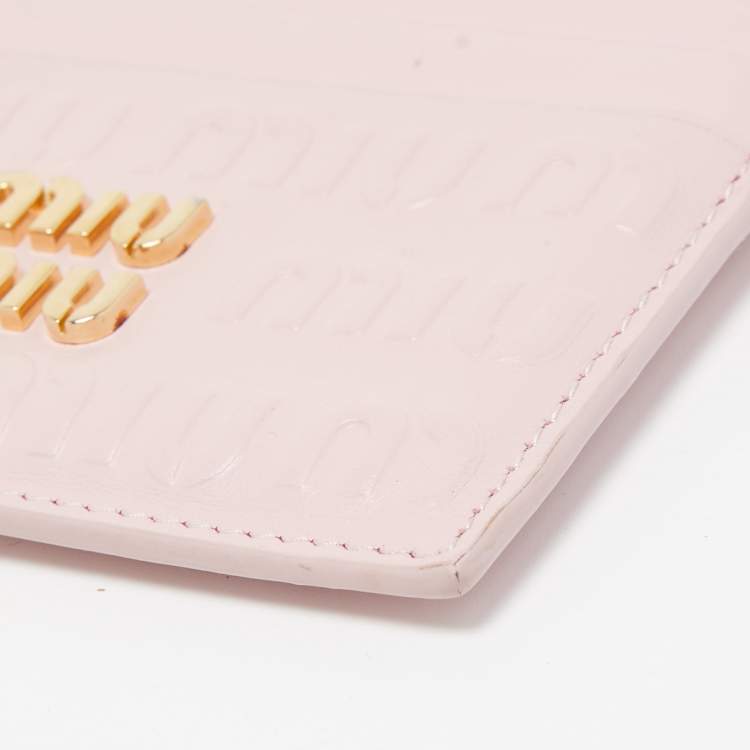 Pre Owned Miu Miu Pink Leather Card Holder
