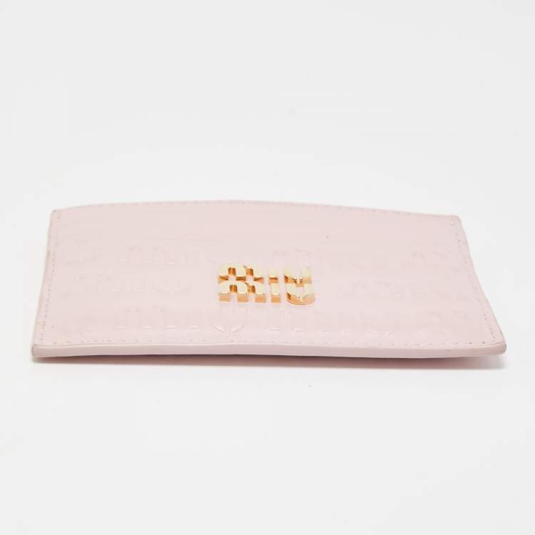 Pre Owned Miu Miu Pink Leather Card Holder