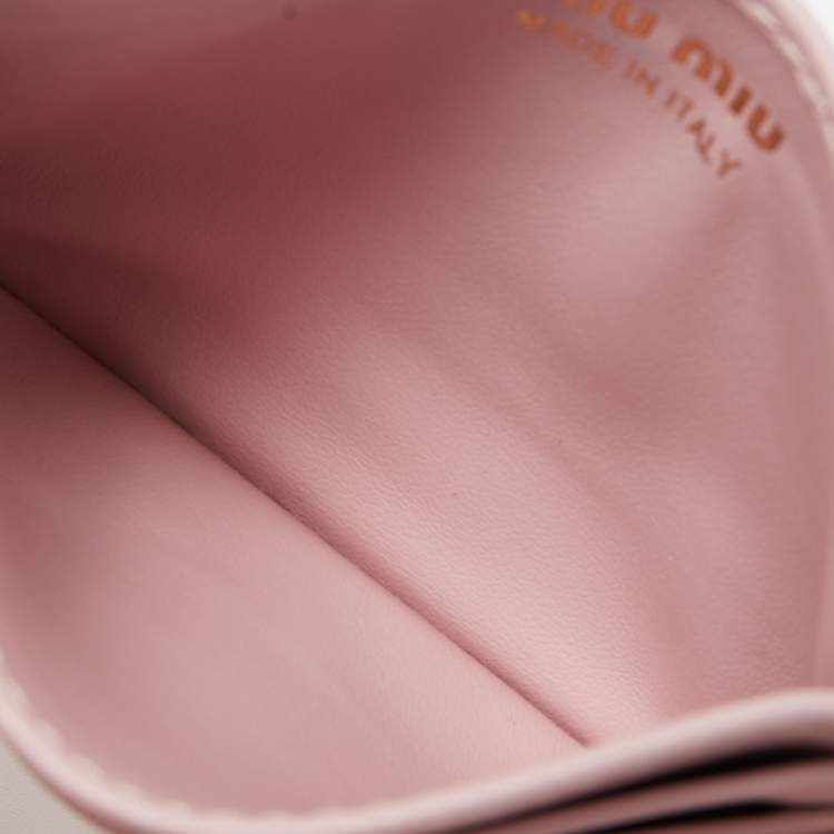 Pre Owned Miu Miu Pink Leather Card Holder