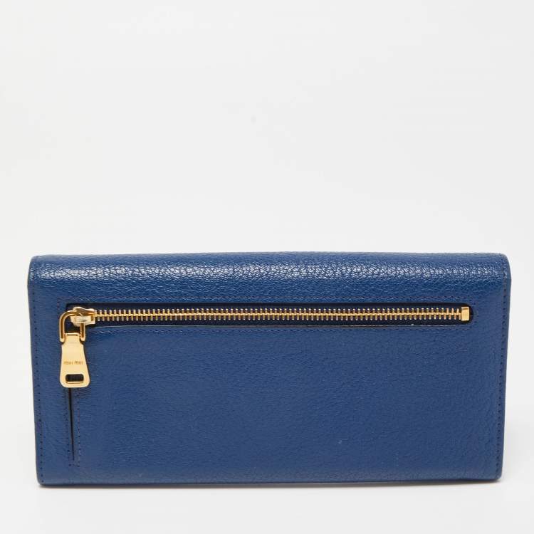 Pre Owned Miu Miu Blue Leather Flap Continental Wallet