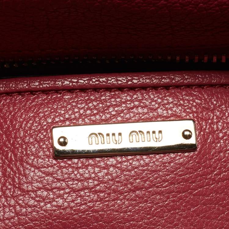 Pre Owned Miu Miu Pink Madras Leather Pushlock Flap Crossbody Bag