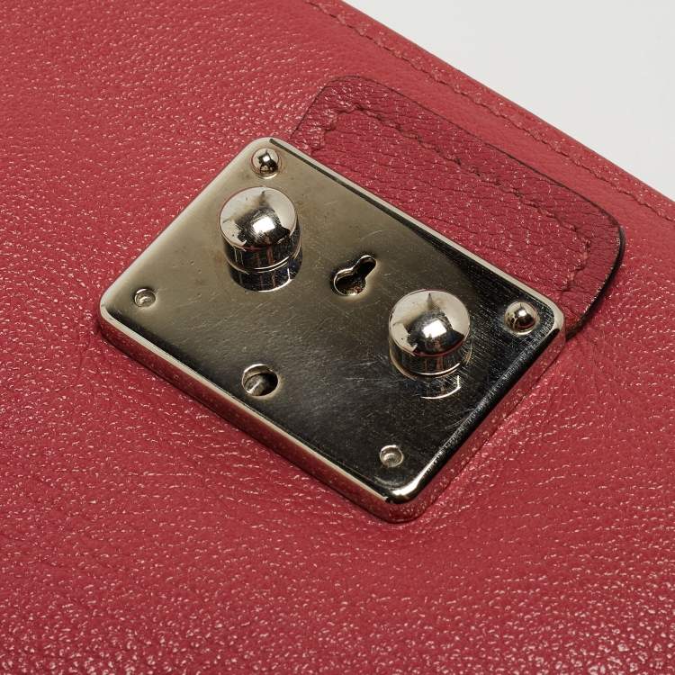 Pre Owned Miu Miu Pink Madras Leather Pushlock Flap Crossbody Bag