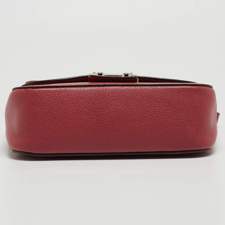 Pre Owned Miu Miu Pink Madras Leather Pushlock Flap Crossbody Bag
