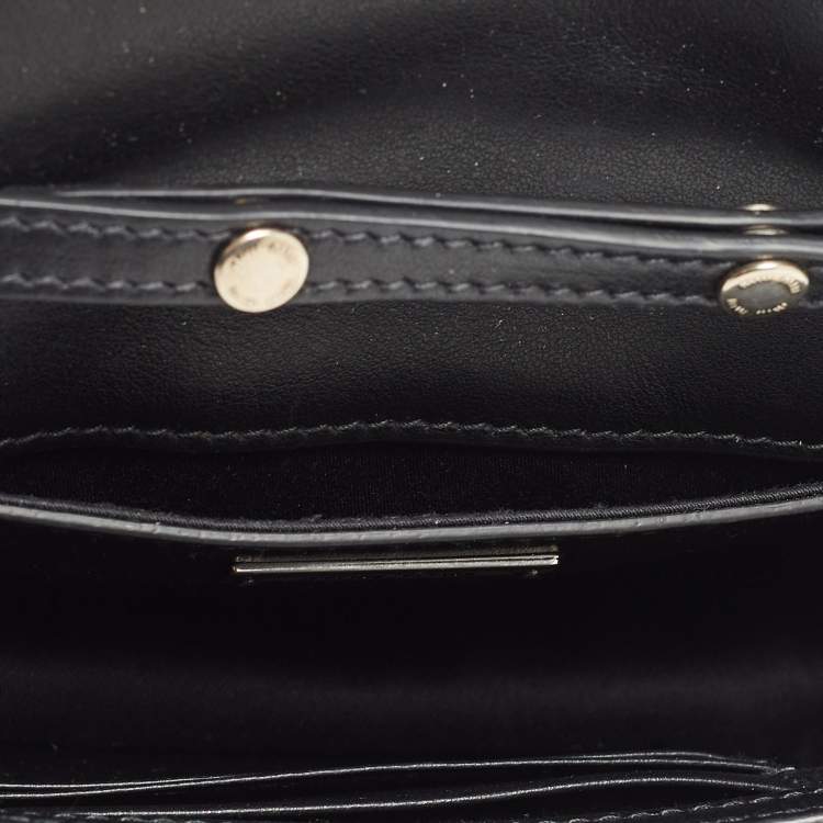 Pre Owned Miu Miu Cream/Black Lizard Embossed Leather Crystal Embellished Dahlia Crossbody Bag