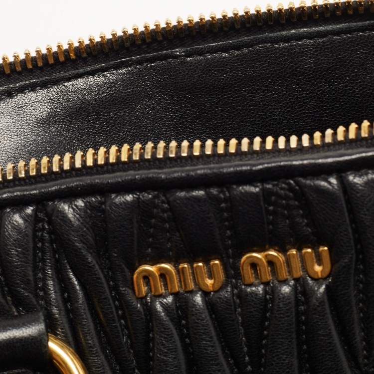Pre Owned Miu Miu Black Matelassé Leather Bauletto Satchel