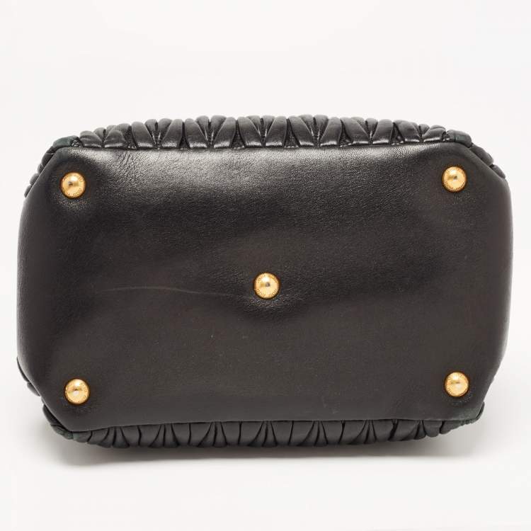 Pre Owned Miu Miu Black Matelassé Leather Bauletto Satchel