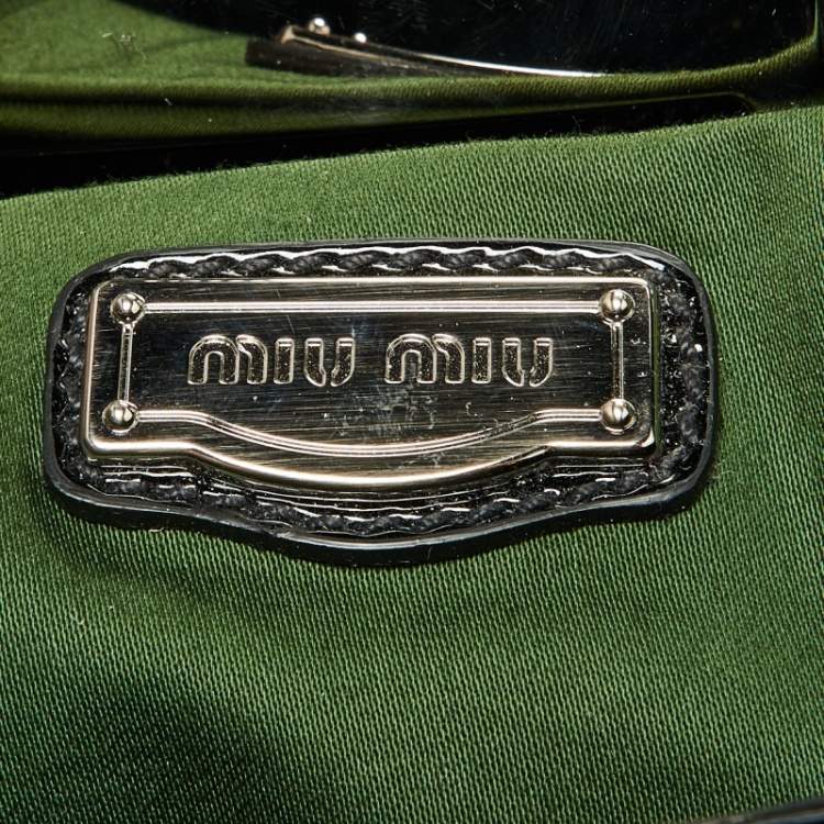 Pre Owned Miu Miu Black Patent Leather Turnlock Top Handle Bag