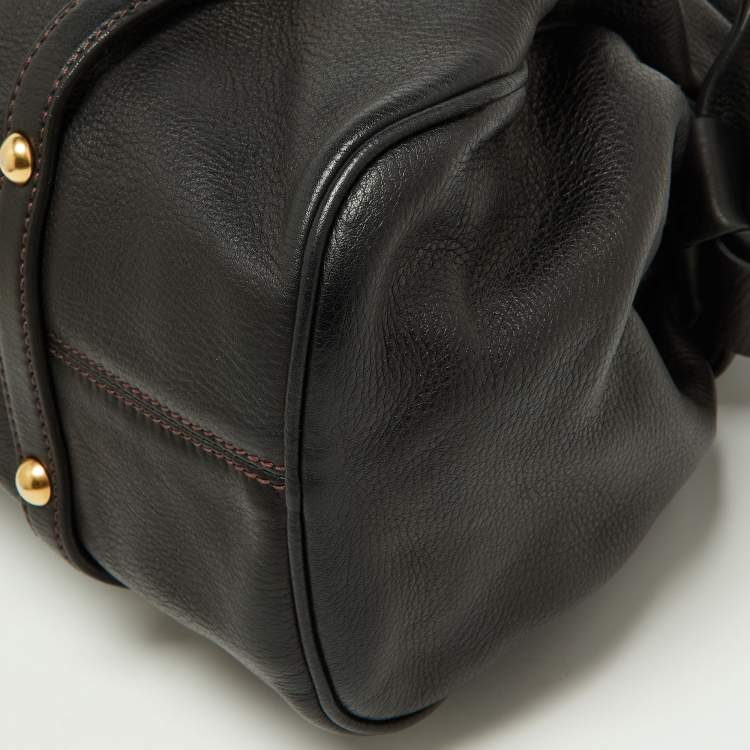 Pre Owned Miu Miu Black Leather Bow Bag