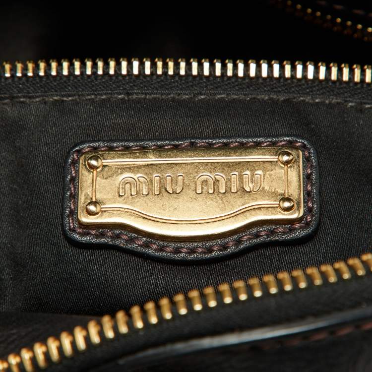 Pre Owned Miu Miu Black Leather Bow Bag