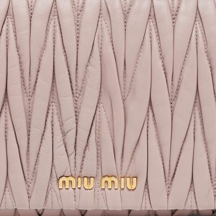 Pre Owned Miu Miu Old Rose Matelasse Leather Flap Chain Clutch 