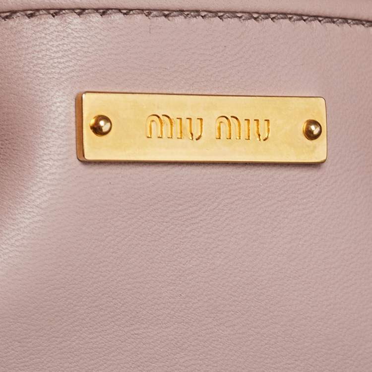 Pre Owned Miu Miu Old Rose Matelasse Leather Flap Chain Clutch 