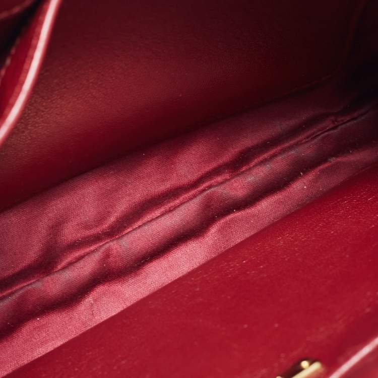 Pre Owned Miu Miu Red Matelassé Leather Frame Chain Clutch 