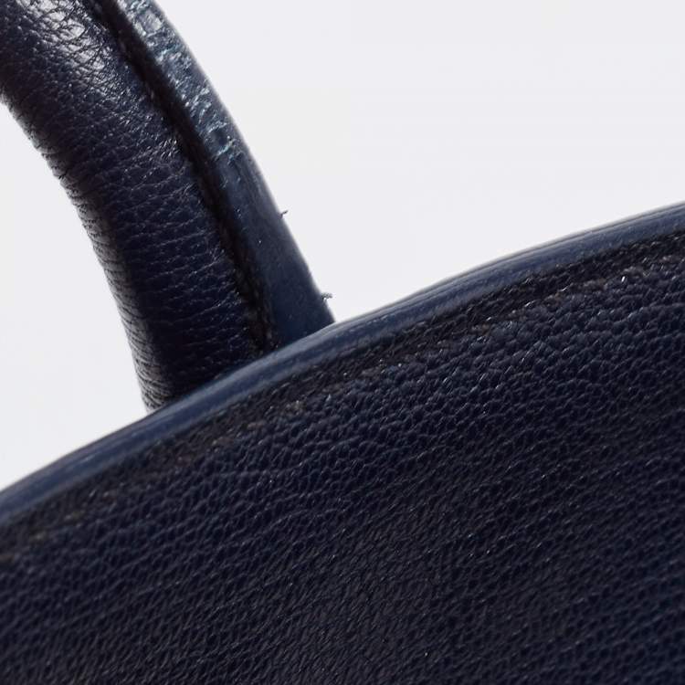 Pre Owned Miu Miu Two Tone Blue Leather Middle Zip Tote