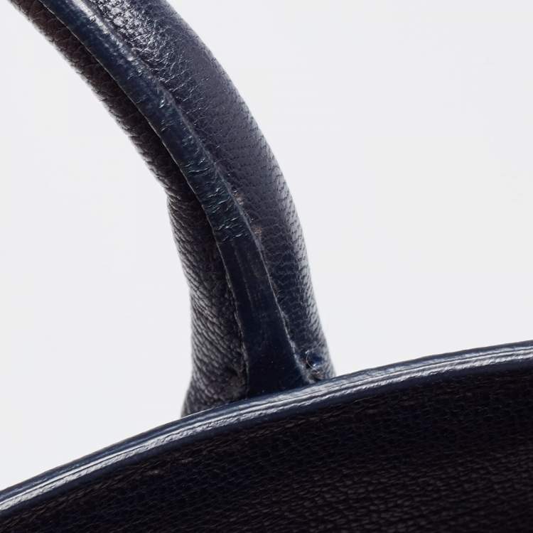 Pre Owned Miu Miu Two Tone Blue Leather Middle Zip Tote