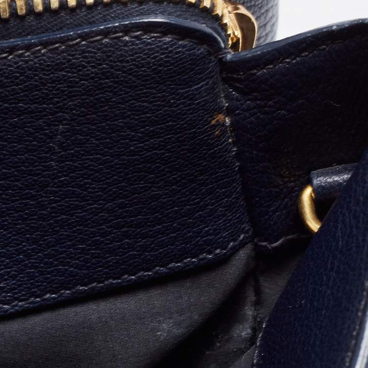 Pre Owned Miu Miu Two Tone Blue Leather Middle Zip Tote
