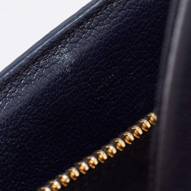 Pre Owned Miu Miu Two Tone Blue Leather Middle Zip Tote