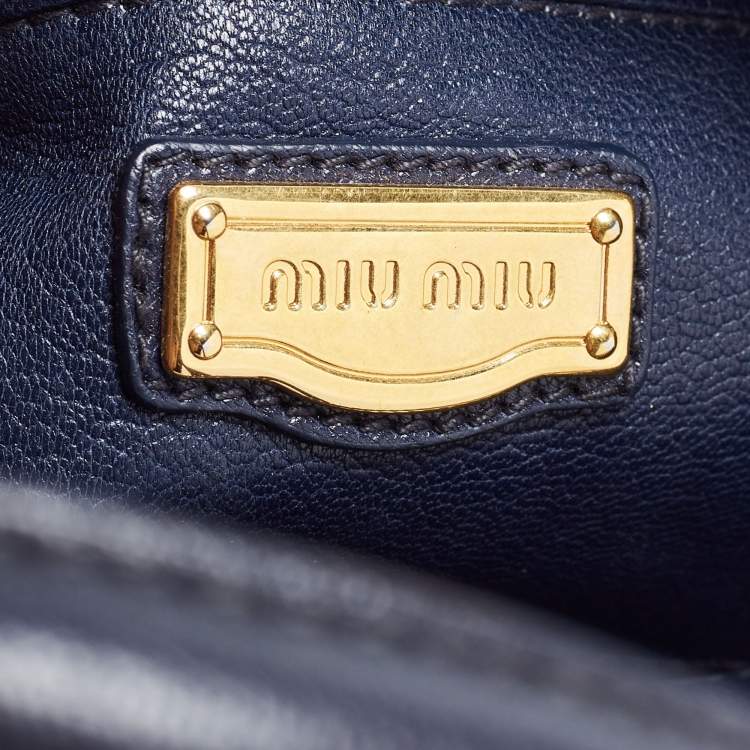 Pre Owned Miu Miu Two Tone Blue Leather Middle Zip Tote