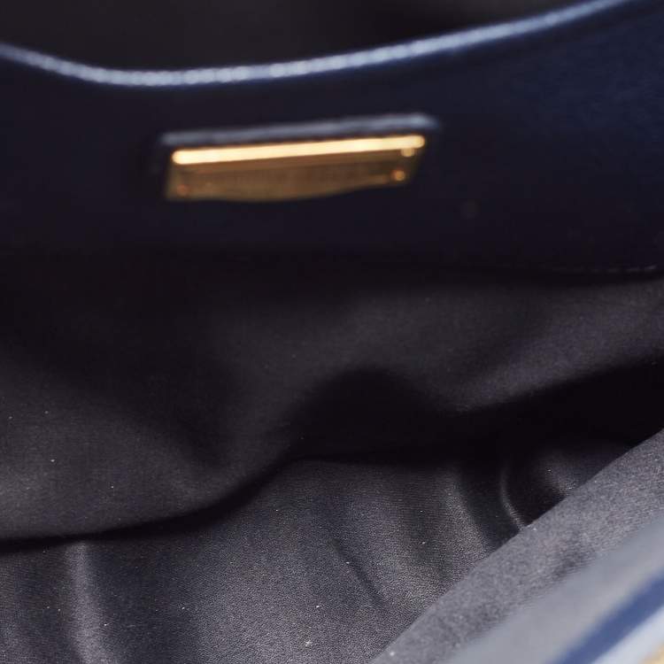 Pre Owned Miu Miu Two Tone Blue Leather Middle Zip Tote