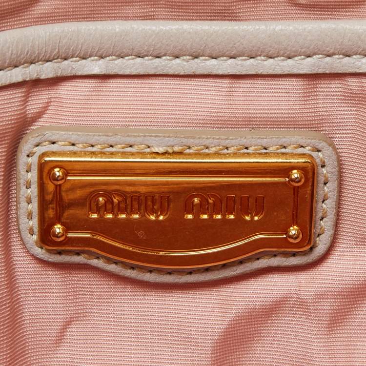 Pre Owned Miu Miu Pink Matelassé Fabric Chain Bowler Bag