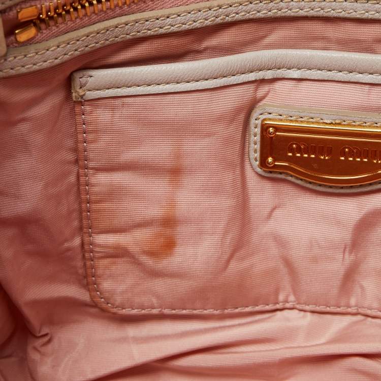 Pre Owned Miu Miu Pink Matelass é Fabric Chain Bowler Bag