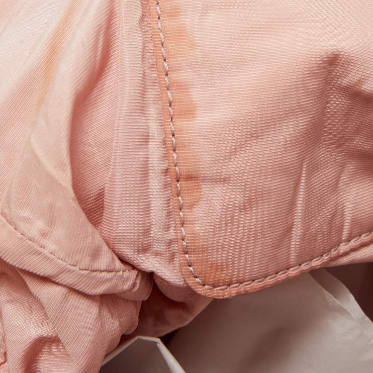 Pre Owned Miu Miu Pink Matelassé Fabric Chain Bowler Bag