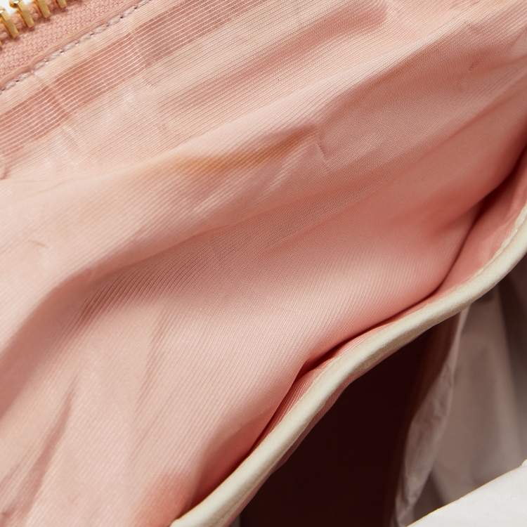 Pre Owned Miu Miu Pink Matelassé Fabric Chain Bowler Bag