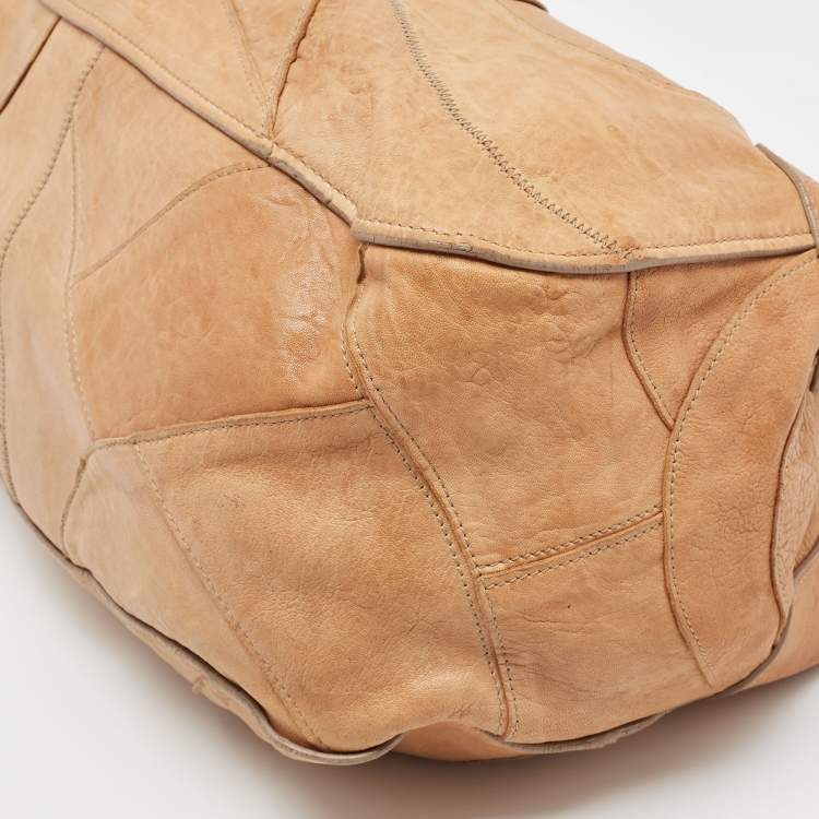 Pre Owned Miu Miu Beige Leather Patchwork Hobo