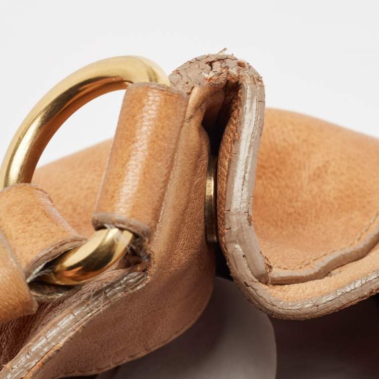 Pre Owned Miu Miu Beige Leather Patchwork Hobo