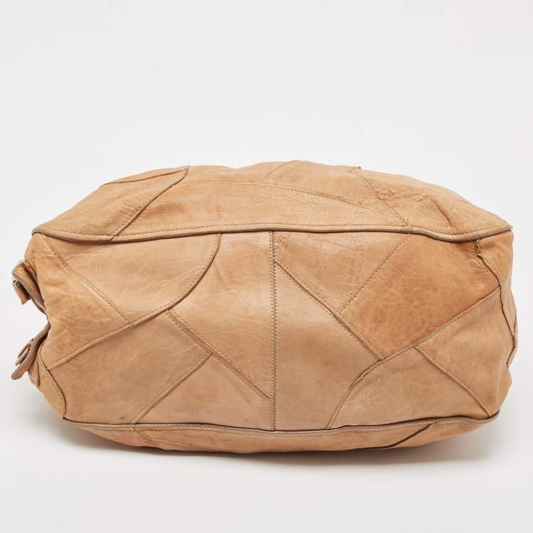 Pre Owned Miu Miu Beige Leather Patchwork Hobo