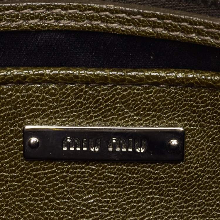 مملوكة مسبقًا Miu Miu Green Madras Leather Pushlock Flap Crossbody Bag