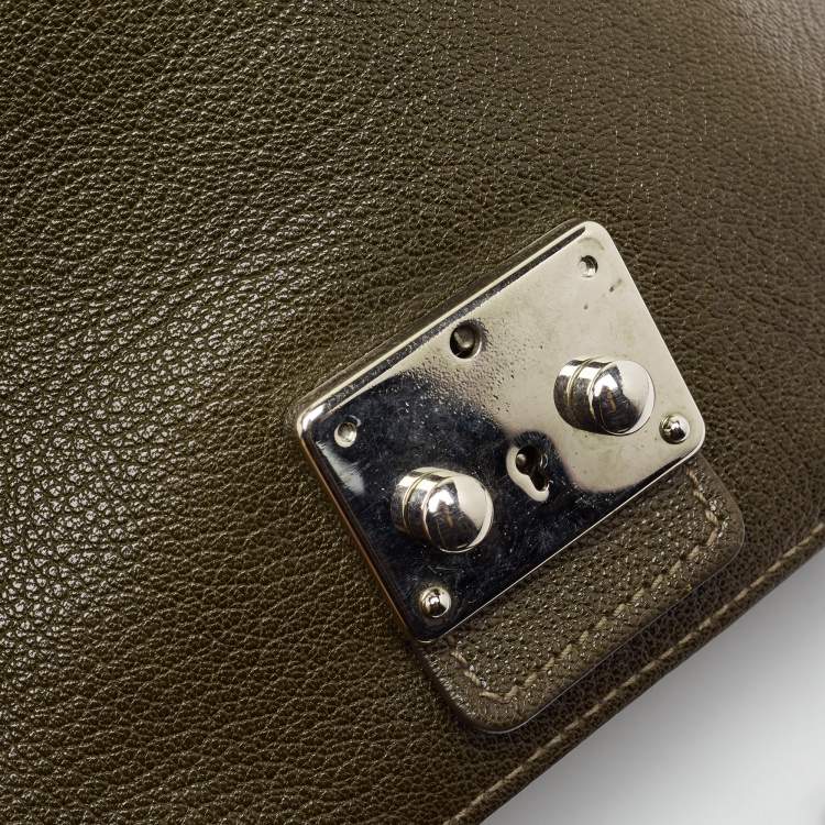 مملوكة مسبقًا Miu Miu Green Madras Leather Pushlock Flap Crossbody Bag