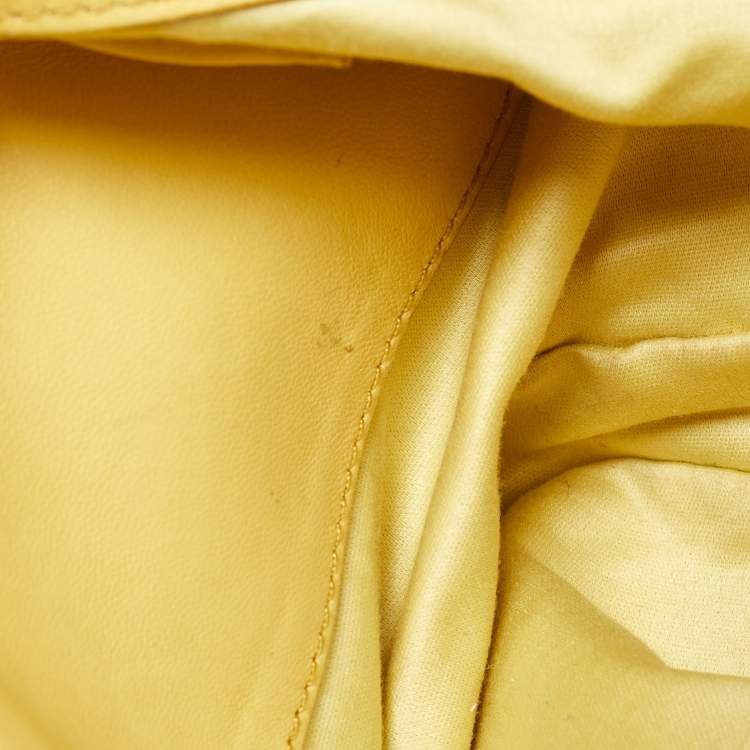 Pre Owned Miu Miu Yellow Matelasse Leather Crystal Flap Shoulder Bag
