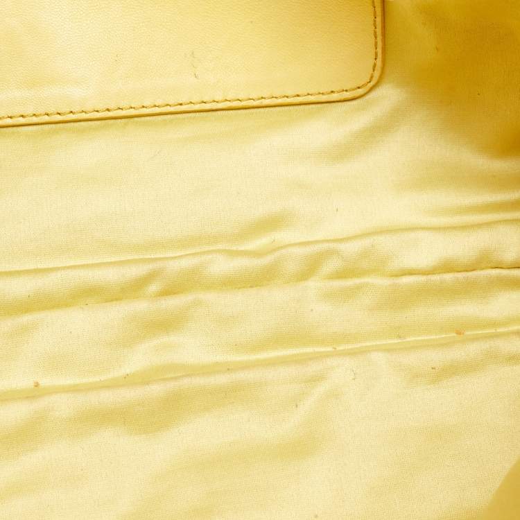 Pre Owned Miu Miu Yellow Matelasse Leather Crystal Flap Shoulder Bag