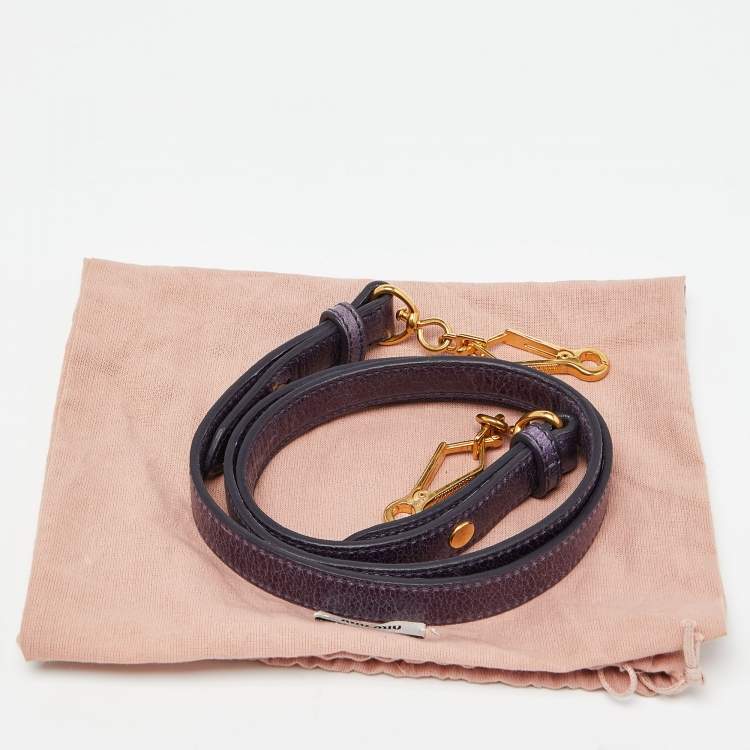 Pre Owned Miu Miu Purple Matelassé Leather Small Coffer Hobo