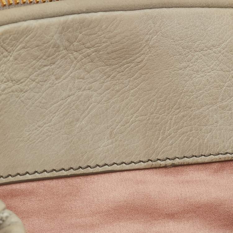Pre Owned Miu Miu Grey Matelassé Leather Double Zip Satchel