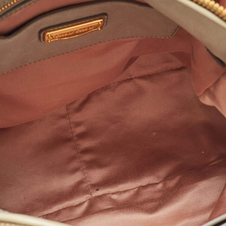 Pre Owned Miu Miu Grey Matelassé Leather Double Zip Satchel
