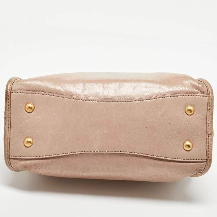 Pre Owned Miu Miu Old Rose Vitello Shine Leather Bauletto Zip Satchel