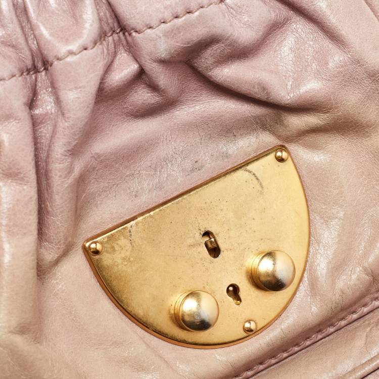Pre Owned Miu Miu Beige Vitello Luz Leather Multiple Pocket Satchel
