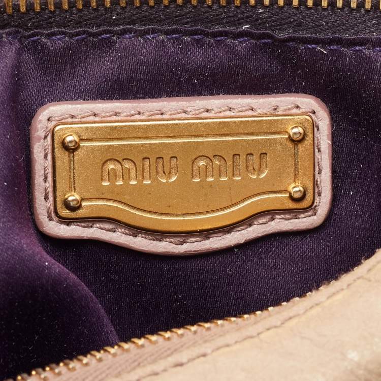 Pre Owned Miu Miu Beige Vitello Luz Leather Multiple Pocket Satchel