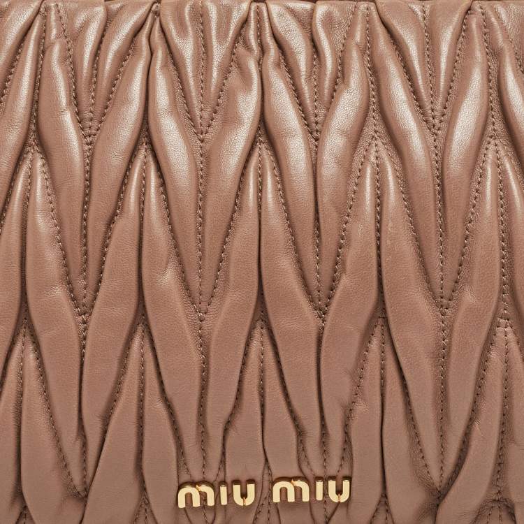 Pre Owned Miu Miu Beige Matelasse Leather Frame Clutch