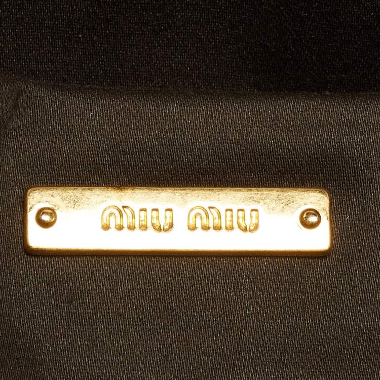 Pre Owned Miu Miu Beige Matelasse Leather Frame Clutch