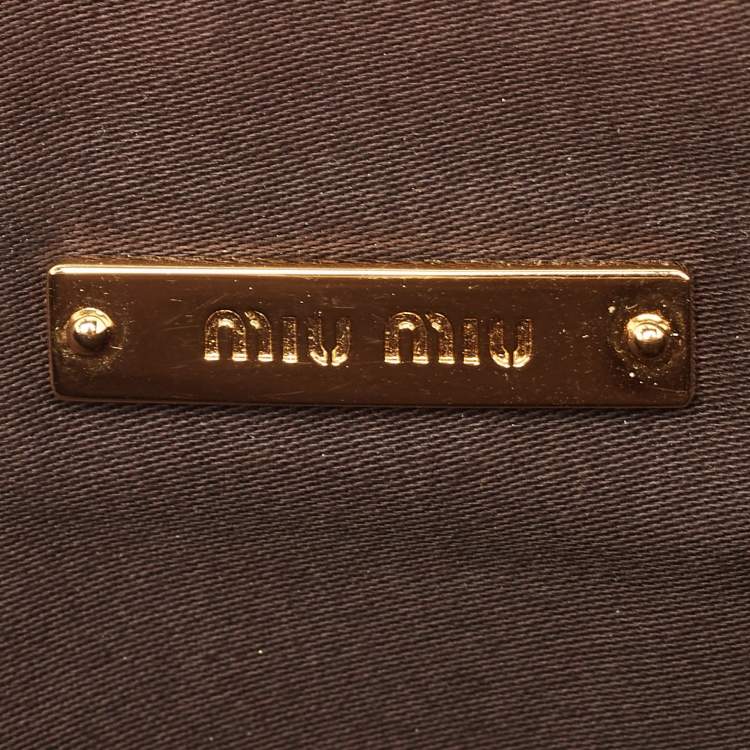 Pre Owned Miu Miu Yellow Croc Embossed Patent Leather Wristlet Pouch