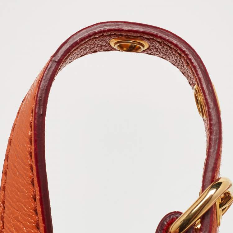 Pre Owned Miu Miu Orange Madras Leather Pushlock Tote
