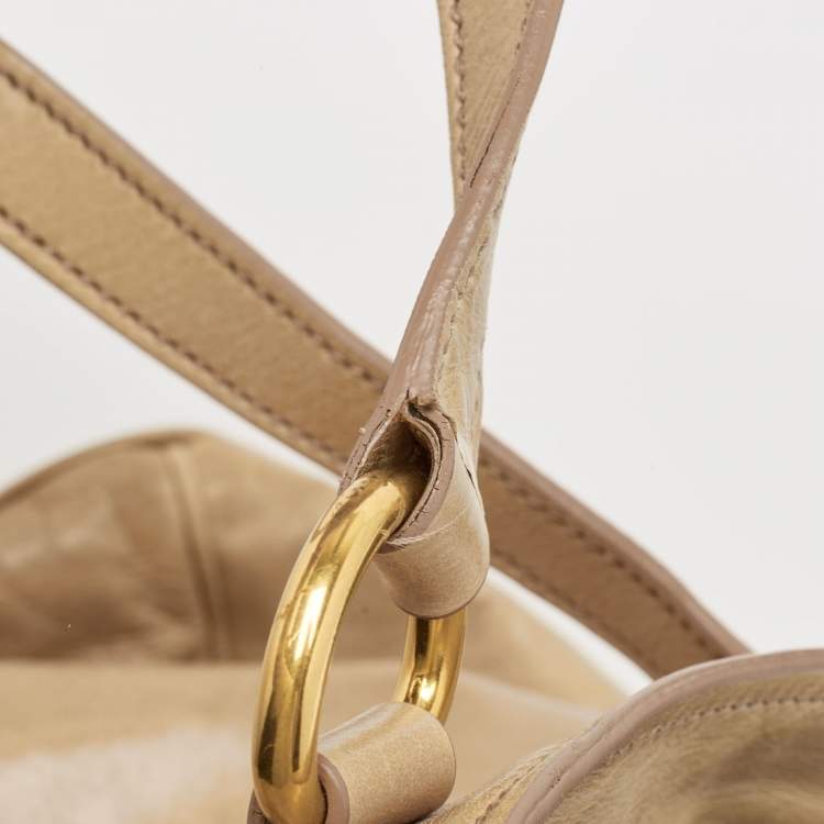 Pre Owned Miu Miu Beige Leather Front Pocket Tote