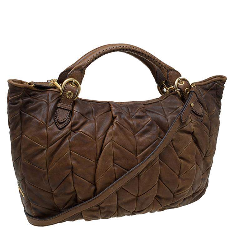 مملوكة مسبقًا Miu Miu Cammello Patchwork Leather Tote