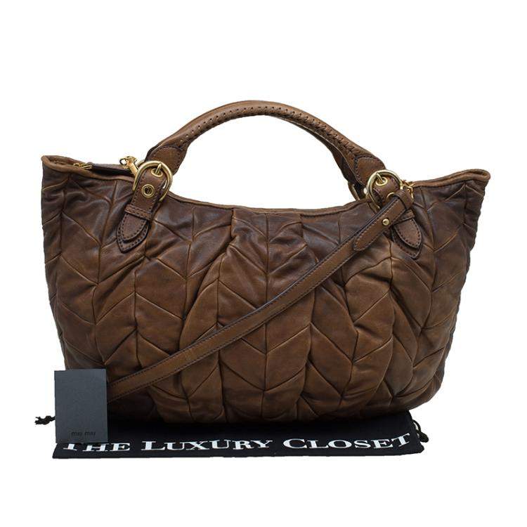 مملوكة مسبقًا Miu Miu Cammello Patchwork Leather Tote