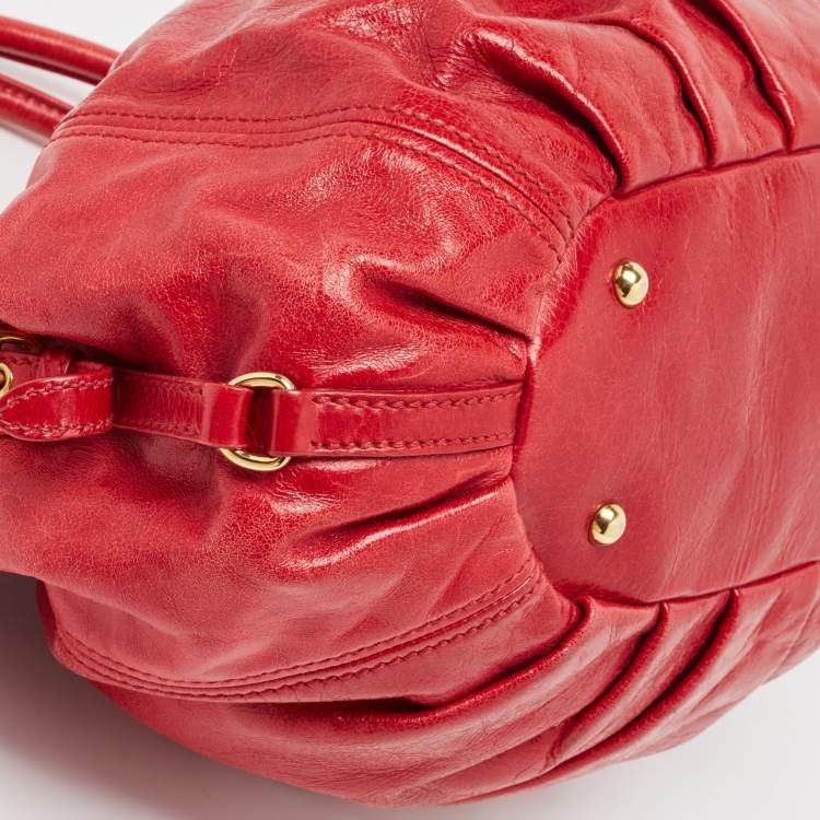 Pre Owned Miu Miu Red Vitello Lux Leather Satchel