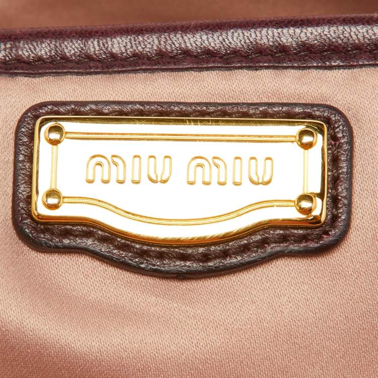 Pre Owned Miu Miu Burgundy Leather Frame Hobo