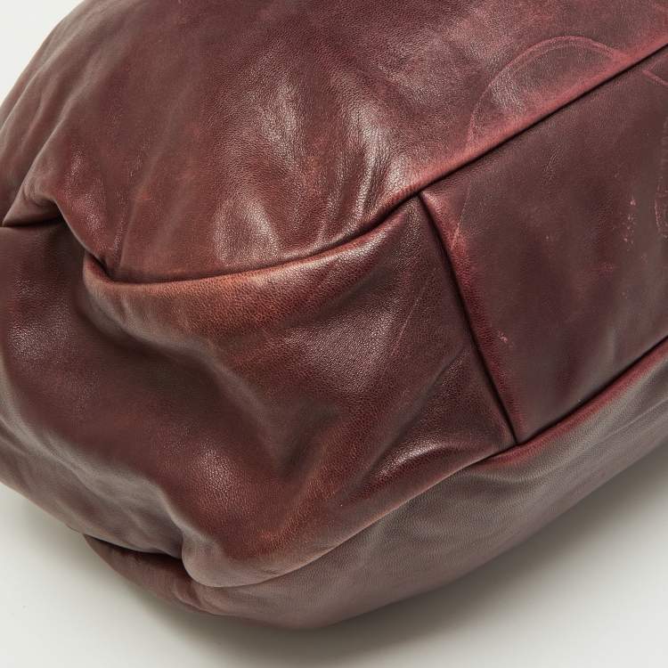 Pre Owned Miu Miu Burgundy Leather Frame Hobo